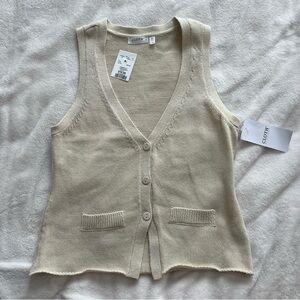 BNWT Cloth by Design Cream Knit Cardigan Vest sweater